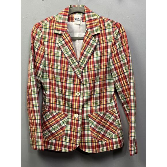 Vintage Salem USA plaid button front blazer pockets Womens small Paper tag Multi - Picture 1 of 7